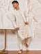 vastramayMen's Off White Chikankari Embroidered Kurta Set with Cream Satin Pyjama & Embroidered Dupatta
