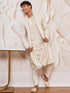 vastramayMen's Off White Chikankari Embroidered Kurta Set with Cream Satin Pyjama & Embroidered Dupatta