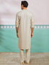 vastramayMen's Off White Chikankari Rayon Kurta with Cream Fine Satin Pyjama