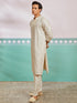 vastramayMen's Off White Chikankari Rayon Kurta with Cream Fine Satin Pyjama