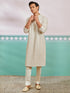 vastramayMen's Off White Chikankari Rayon Kurta with Cream Fine Satin Pyjama
