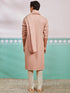 vastramayMen's Peach Chikankari Rayon Kurta with Cream Pyjama & Peach Embroidered Dupatta