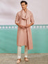 vastramayMen's Peach Chikankari Rayon Kurta with Cream Pyjama & Peach Embroidered Dupatta