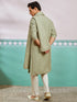 vastramayMen's Pista Green Chikankari Rayon Kurta with Cream Pyjama & Pista Embroidered Dupatta