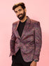 vastramayMen's Purple Velvet Paisley Digital Print Notch Collar Wedding Blazer