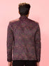 vastramayMen's Purple Velvet Paisley Digital Print Notch Collar Wedding Blazer
