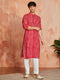 vastramayMen's Red Foil Bandhani Digital Print Rayon Kurta with Cream Viscose Pyjama