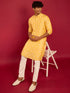 vastramayMen's Yellow Silk Blend Kurta