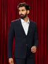 vastramayMen's's Navy Blue Solid Lachka Imported Suiting Blazer