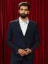 vastramayMen's's Navy Blue Solid Lachka Imported Suiting Blazer
