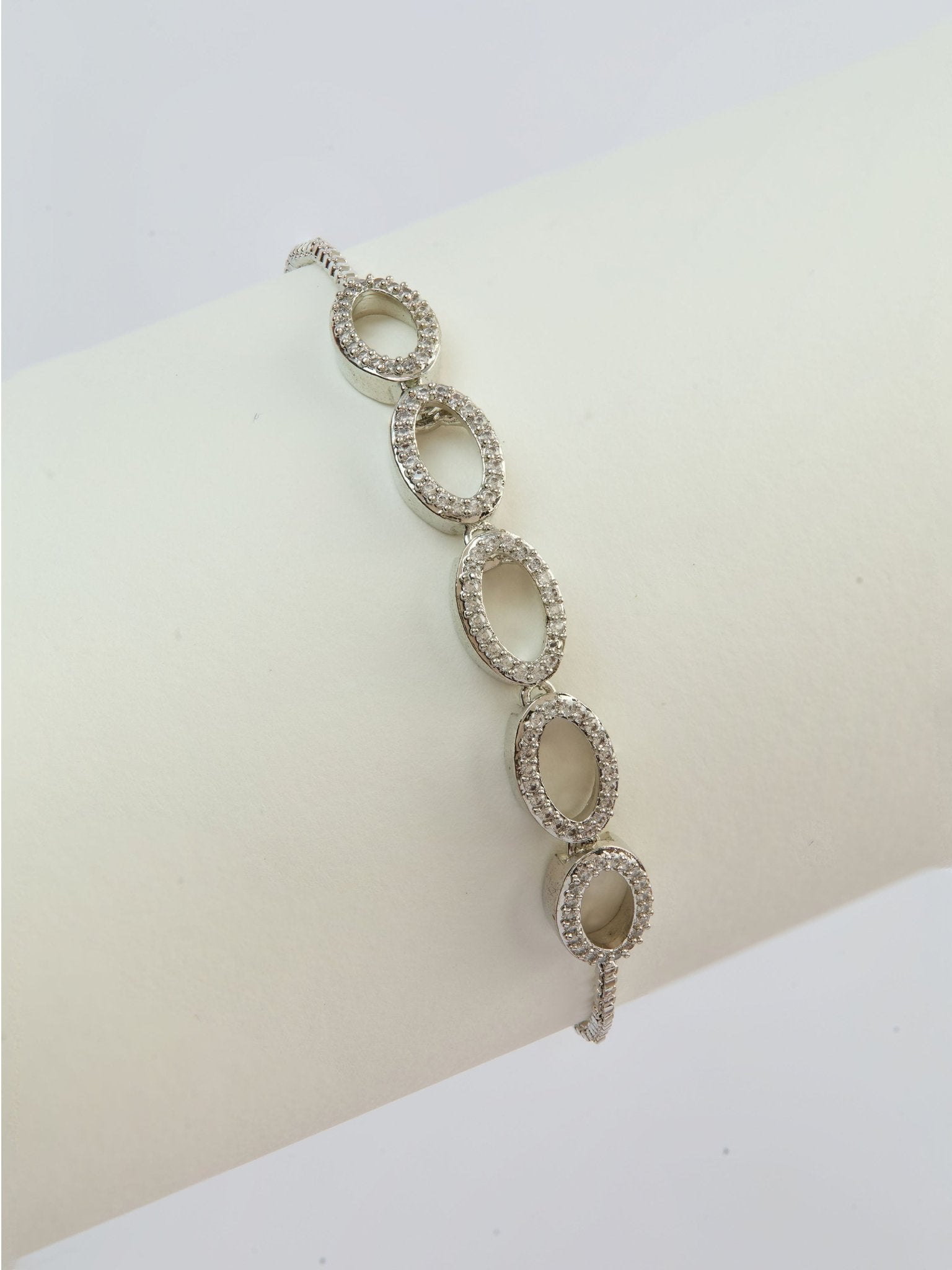 vastramaySilver Plated American Diamond Bracelet for Women