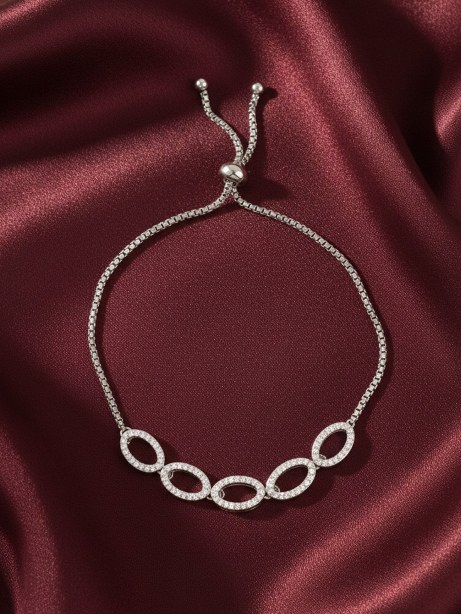 vastramaySilver Plated American Diamond Bracelet for Women