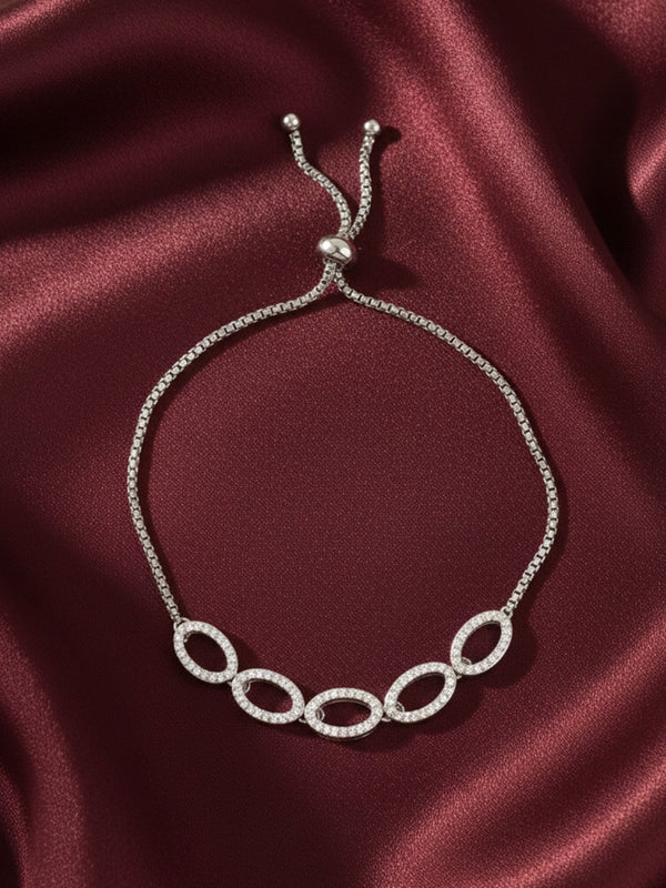 vastramaySilver Plated American Diamond Bracelet for Women