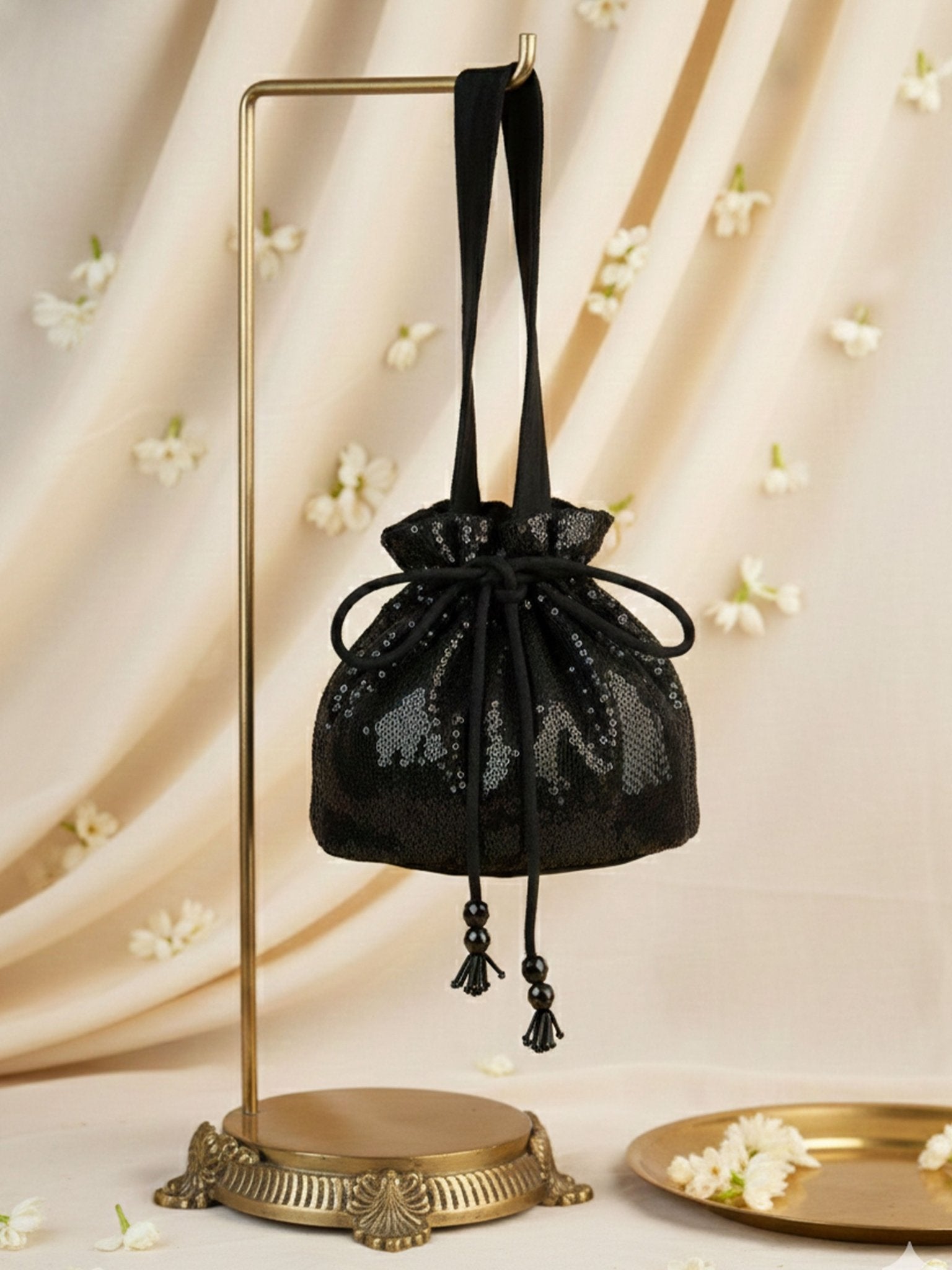 Women's Black Handcrafted Potli Clutch