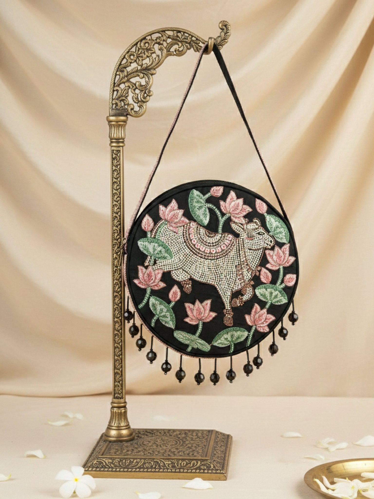 vastramayWomen's Black Handcrafted Potli Clutch