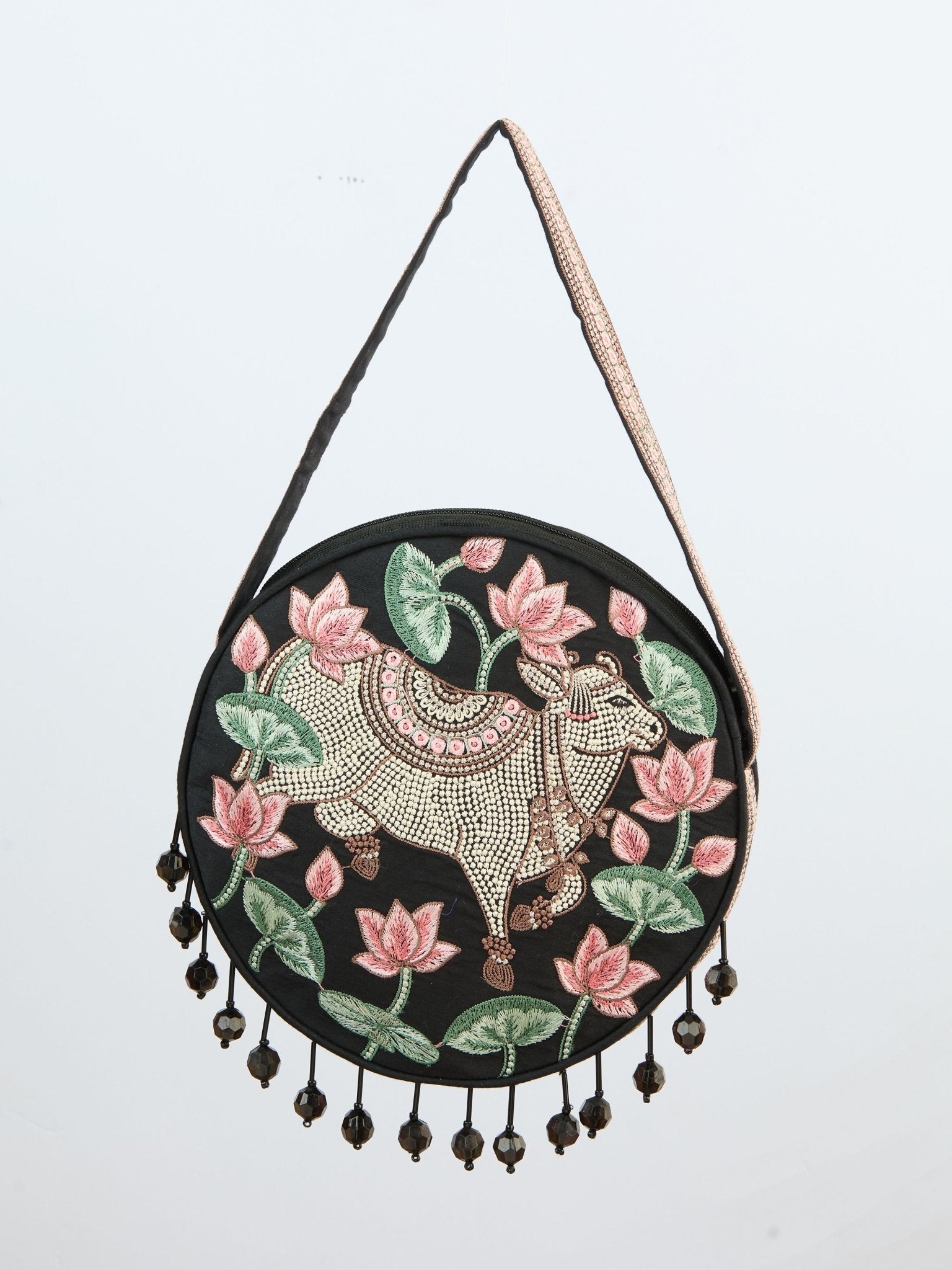 vastramayWomen's Black Handcrafted Potli Clutch