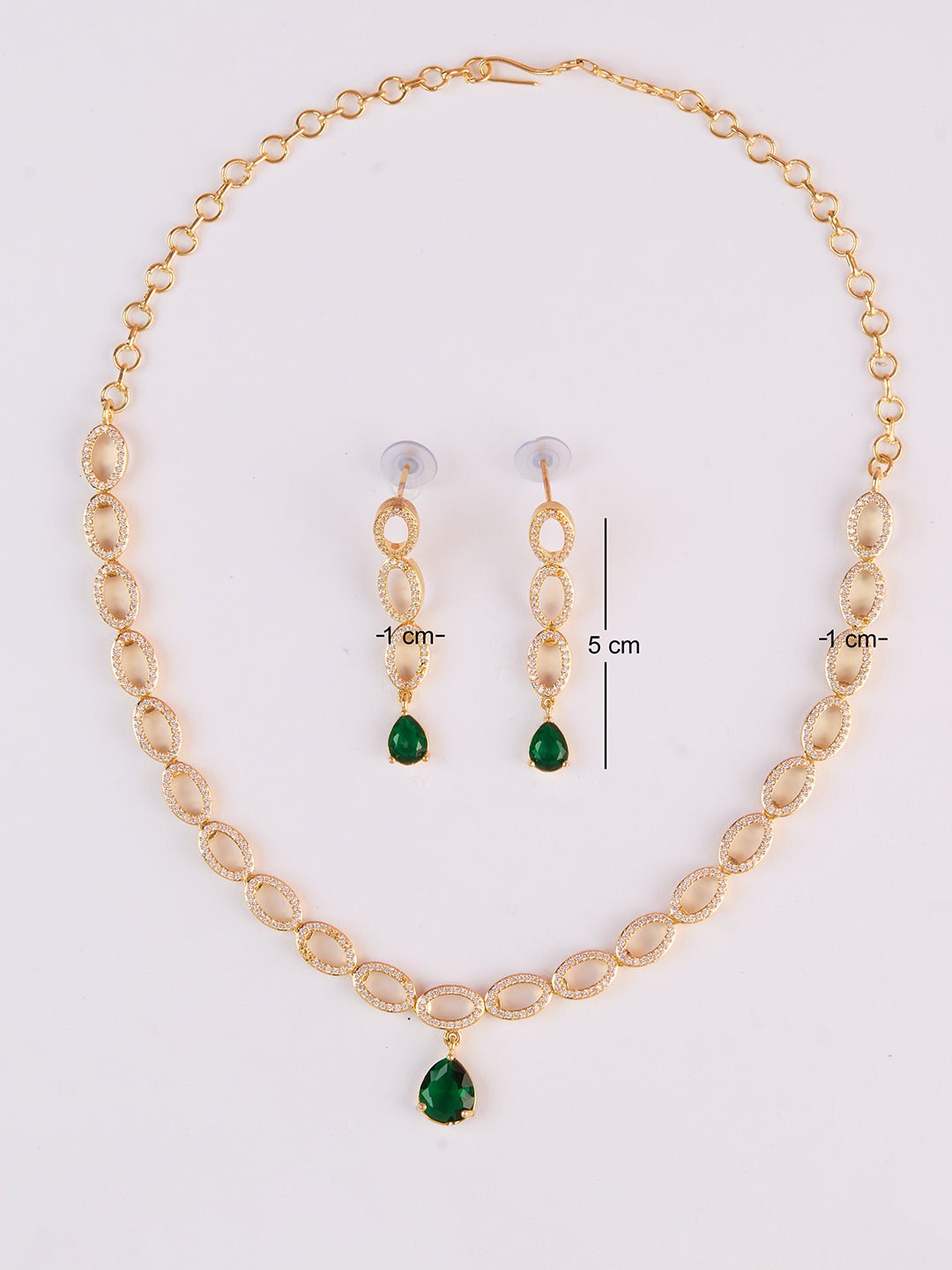 vastramayWomen's Gold & Green Rhodium Plated Necklace
