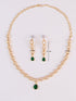 vastramayWomen's Gold & Green Rhodium Plated Necklace