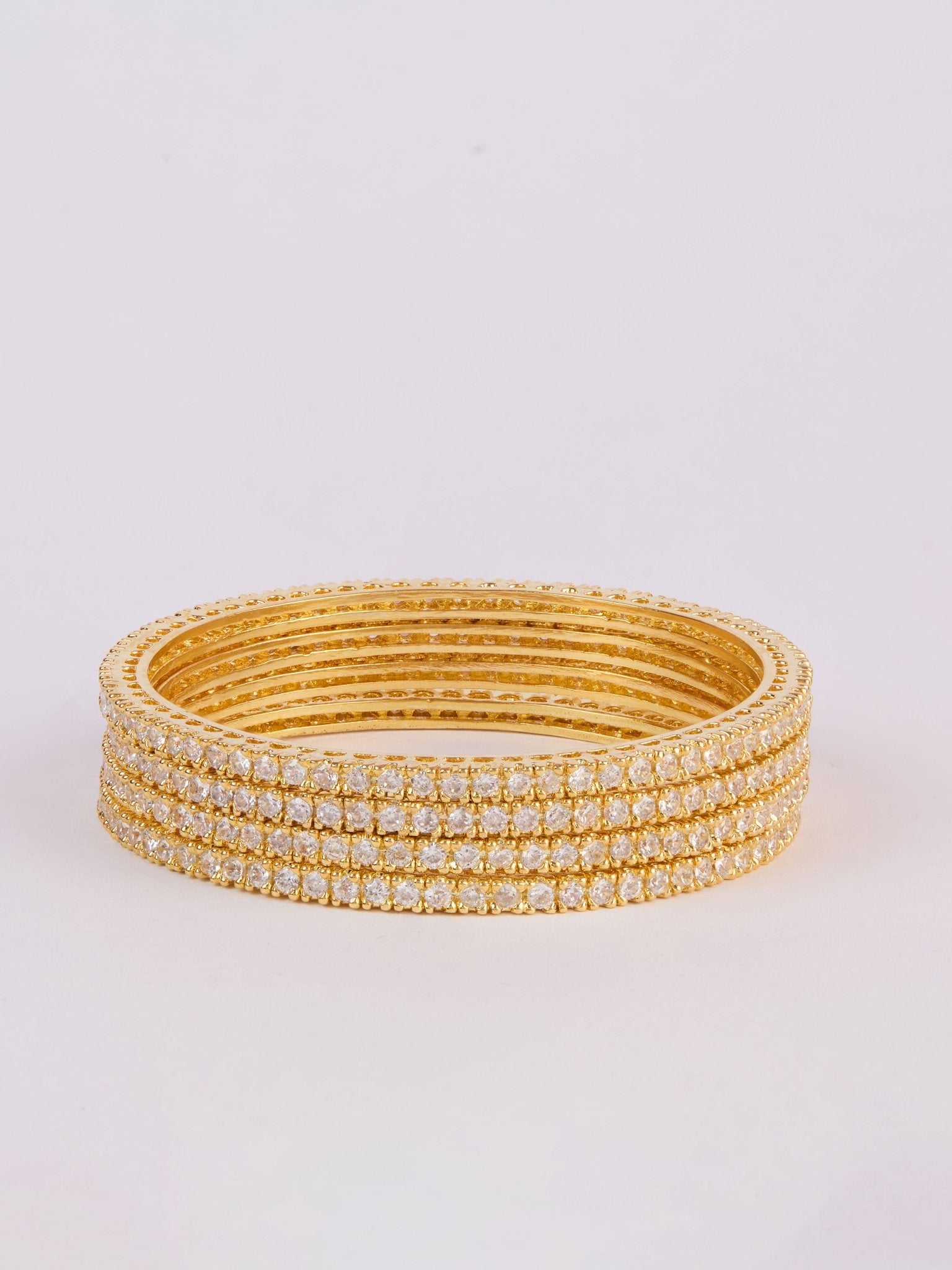 vastramayWomen's Gold Rhodium Plated Bangles Set of 4