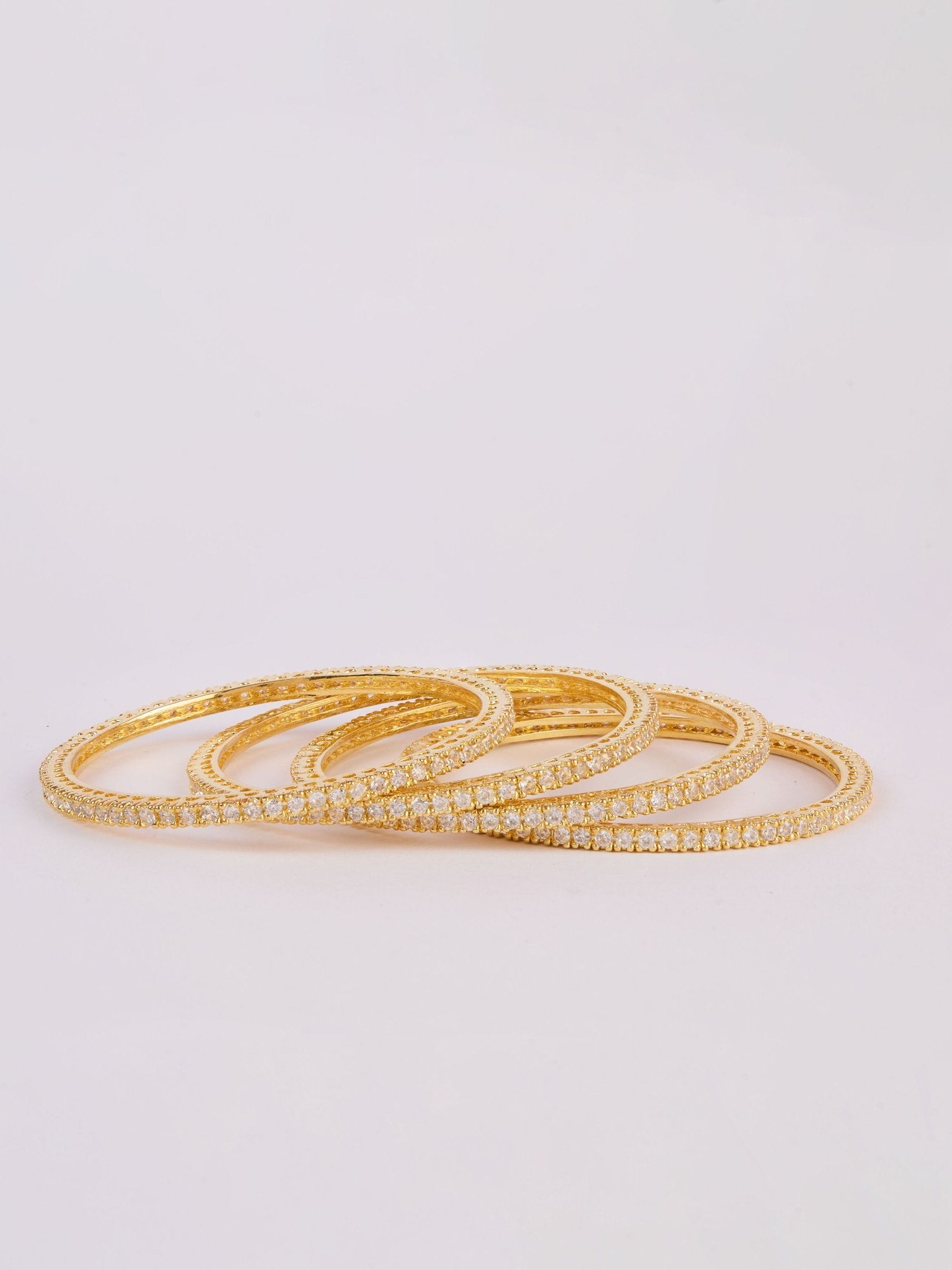 vastramayWomen's Gold Rhodium Plated Bangles Set of 4