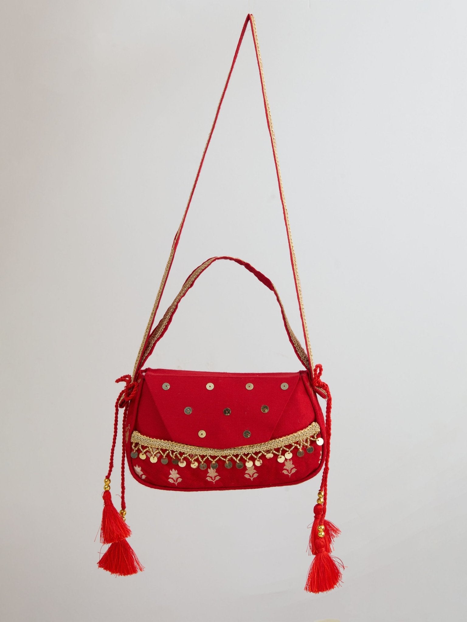 vastramayWomen's Red Handcrafted Potli Clutch
