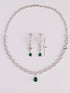 vastramayWomen's Silver & Green Rhodium Plated Necklace