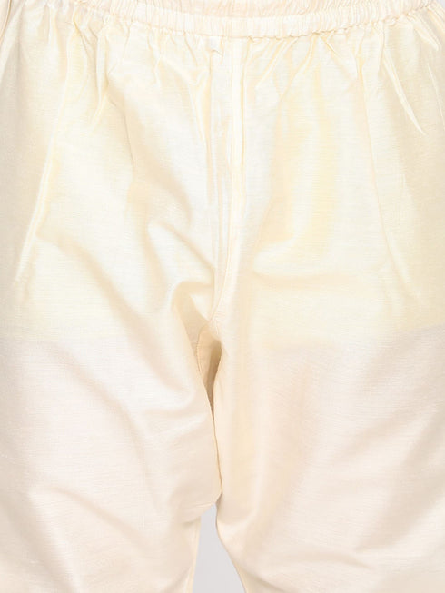 Boy's Beige & Cream-Coloured Slim-Fit Sherwani Set
