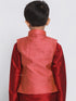 Boy's Pink & Orange Woven Design Nehru Jacket