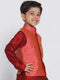 Boy's Pink & Orange Woven Design Nehru Jacket