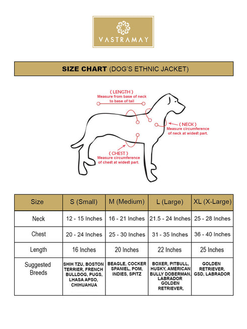 PAWS BY VASTRAMAY Dogs' Blue And Gold Silk Blend Ethnic Jacket - Dogs Ethnic Wear by Vastramay - Blue, Dog, Dog Apparel, Dog Ethnic Jacket, Dog Jacket, Large, Male dog outfits, Medium, Silk Blend, Small