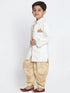 Boys' White Cotton Silk Blend Kurta and Pyjama Set