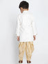 Boys' White Cotton Silk Blend Kurta and Pyjama Set