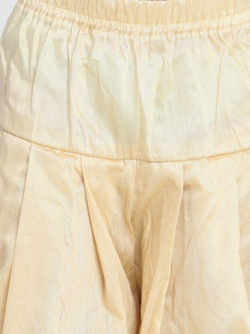 Boys' White Cotton Silk Blend Kurta and Pyjama Set