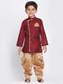Boys' Maroon Cotton Silk Blend Kurta and Pyjama Set
