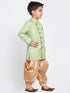 Boys' Green Cotton Silk Blend Kurta and Pyjama Set