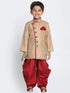 Boys' Brown Cotton Silk Blend Kurta and Pyjama Set