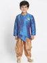 Boys' Light Blue Cotton Silk Blend Kurta and Dhoti Pant Set