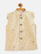 Beige Silk Blend Embroidered Nehru Jacket