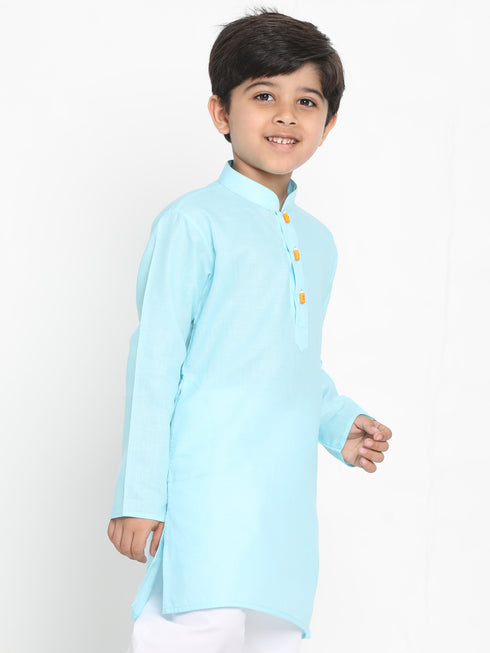 Boy's Aqua Blue Solid Kurta