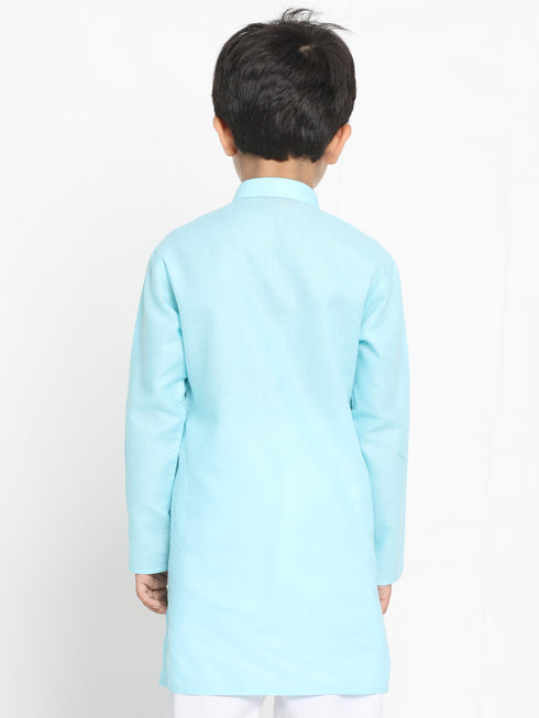 Boy's Aqua Blue Solid Kurta