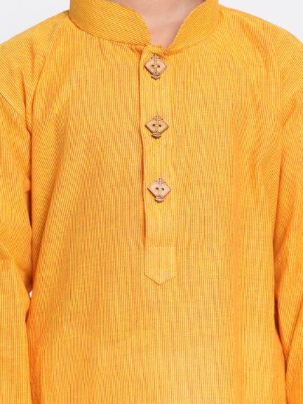 Boys' Yellow Cotton Kurta and Pyjama Set