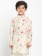 Boy's Multicolor-Base-Cream Cotton Blend Printed Kurta