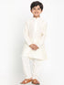 Boy's Cream Kurta With Pyjama Set