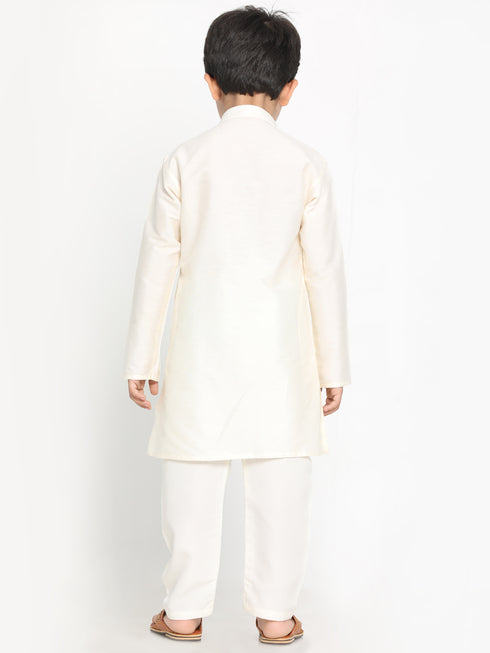 Boy's Cream Kurta With Pyjama Set