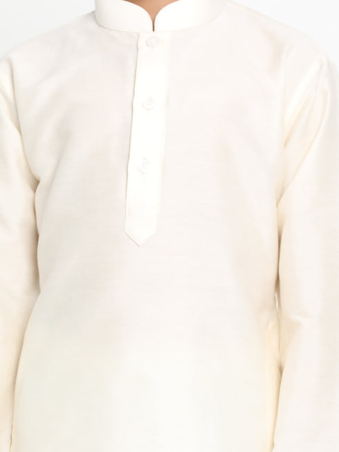 Boy's Cream Kurta With Pyjama Set