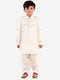 Boy's Cream Cotton Blend Pathani Suit Set