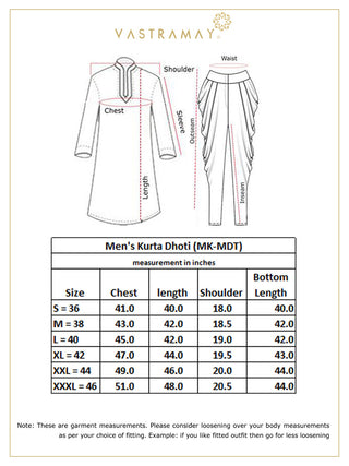 VM BY VASTRAMAY Men's Brown Cotton Silk Blend Kurta and Dhoti Pant Set