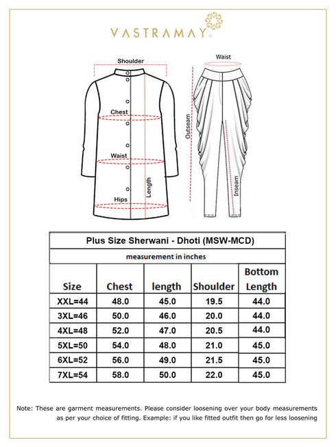 Men's Plus Size Black Sherwani Set