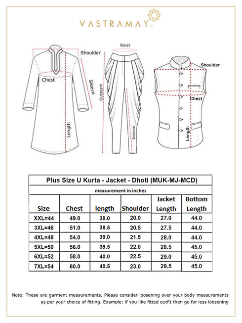 Men's Plus Size Black And Maroon Silk Blend Jacket With Kurta Dhoti Pant Set