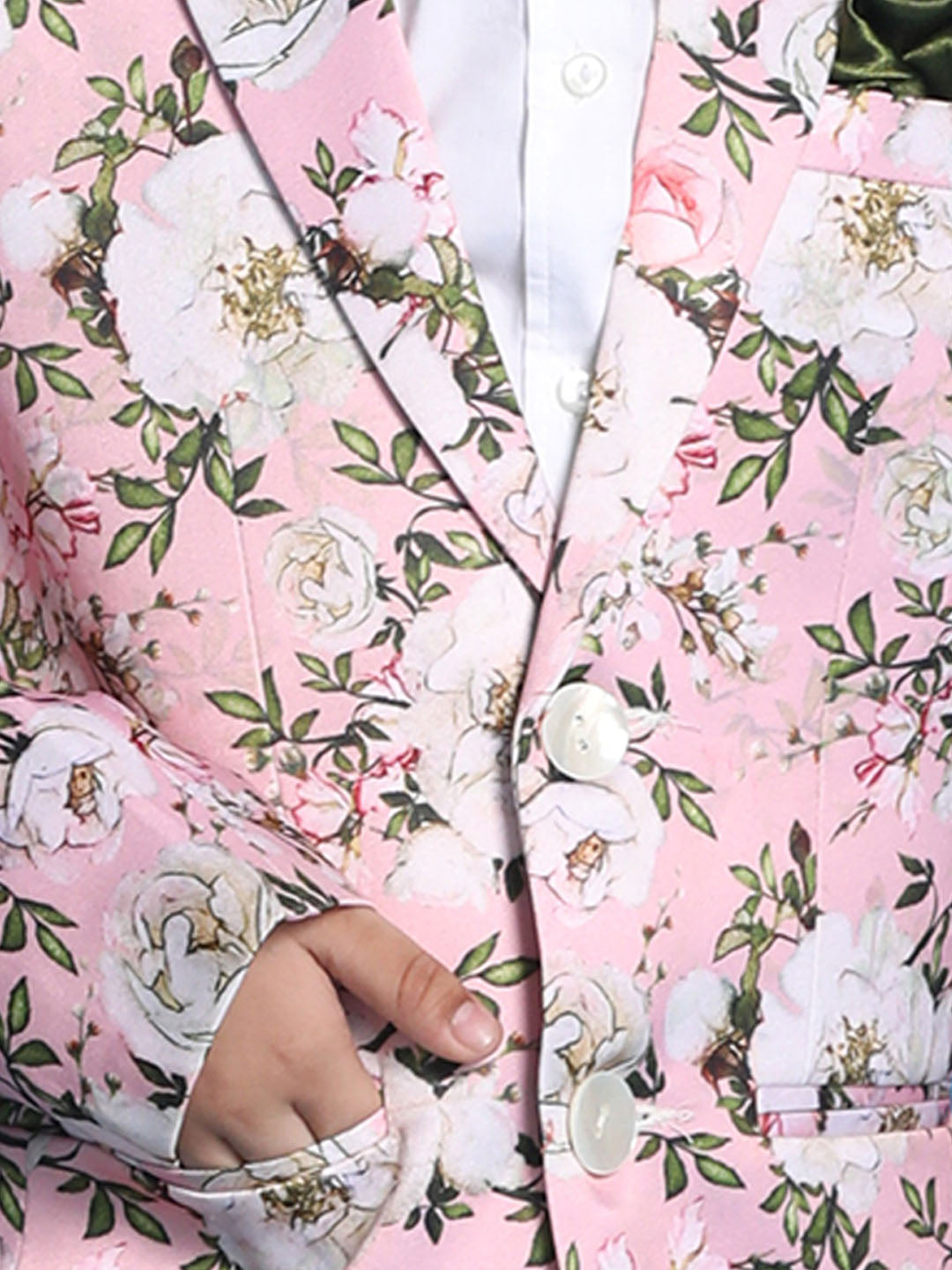 Boy's Pink Floral Printed Blazer